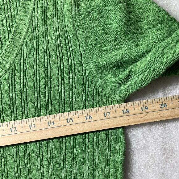 Vintage Old Navy Womens Green Scoop Neck Long Sleeve Cable Knit Sweater Size L - Picture 7 of 10